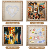 Wenqik 4 Pack Wood Beaded Blank Plaques Rustic Boho Style Blank Wood Panels for Painting DIY Signs Framing Shadow Box Tray Crafts (12 x 12 Inch) Wenqik