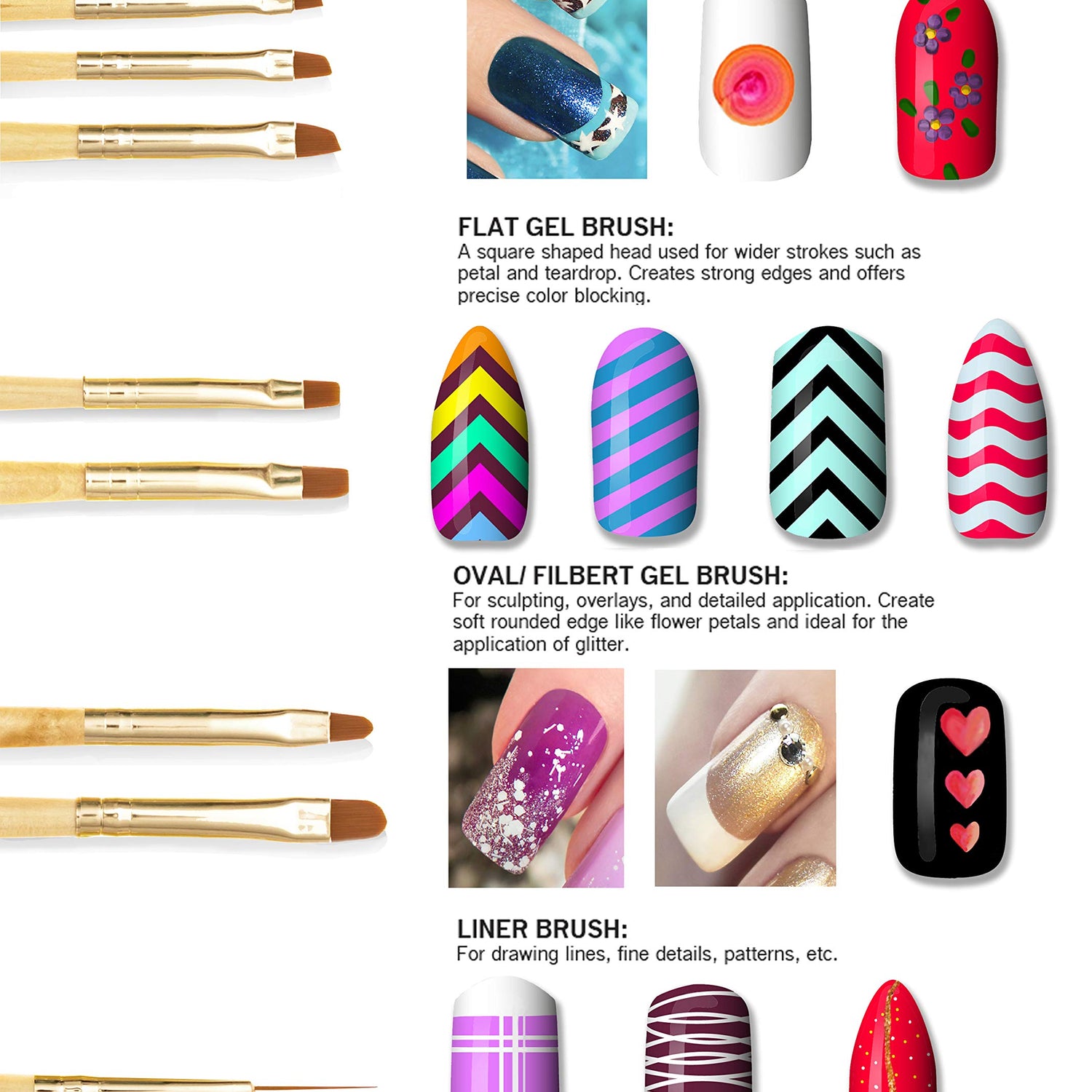 Beaute Galleria Bundle 50 Pieces Nail Art Tool Kit with Pouch - 5 Pieces Dotting Tool Marbleizing Pen (10 Sizes), 15 Pieces Acrylic Gel Detailing BEAUTÉ GALLERIA