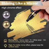 LET'S RESIN 6Pcs Mirror Chrome Markers,3 Sizes Available Metallic Permanent Markers(Fine,Chisel,Round) with Large Barrel,High-gloss Silver & Gold LET'S RESIN