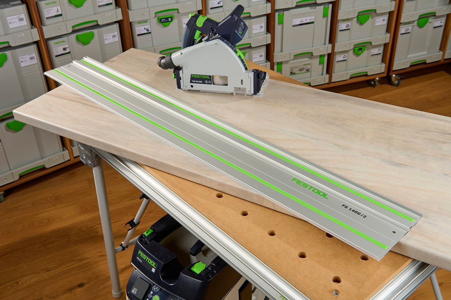 Aluminum Festool FS-1400/2 55" Guide Rail (1,400 mm) - WoodArtSupply