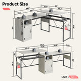 Bestier L Shaped Standing Desk Adjustable Height, 60" Corner Computer Desk with Storage File Cabinet, 95.2" Long and Large Reversible Office Desk Bestier