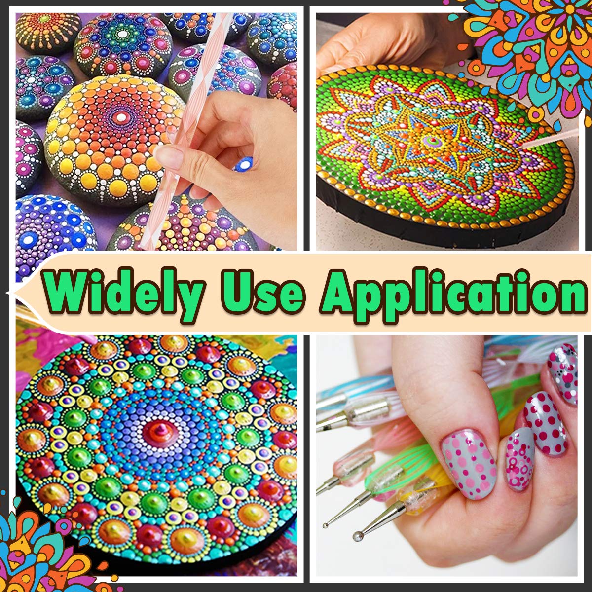 Insnug Mandala Dotting Tools Painting Kit - Rock Dot Paint Stencils Tool Set Art Craft Supplies Kits Tray Brush Zipper Pen for Nail Stone Mandala Insnug