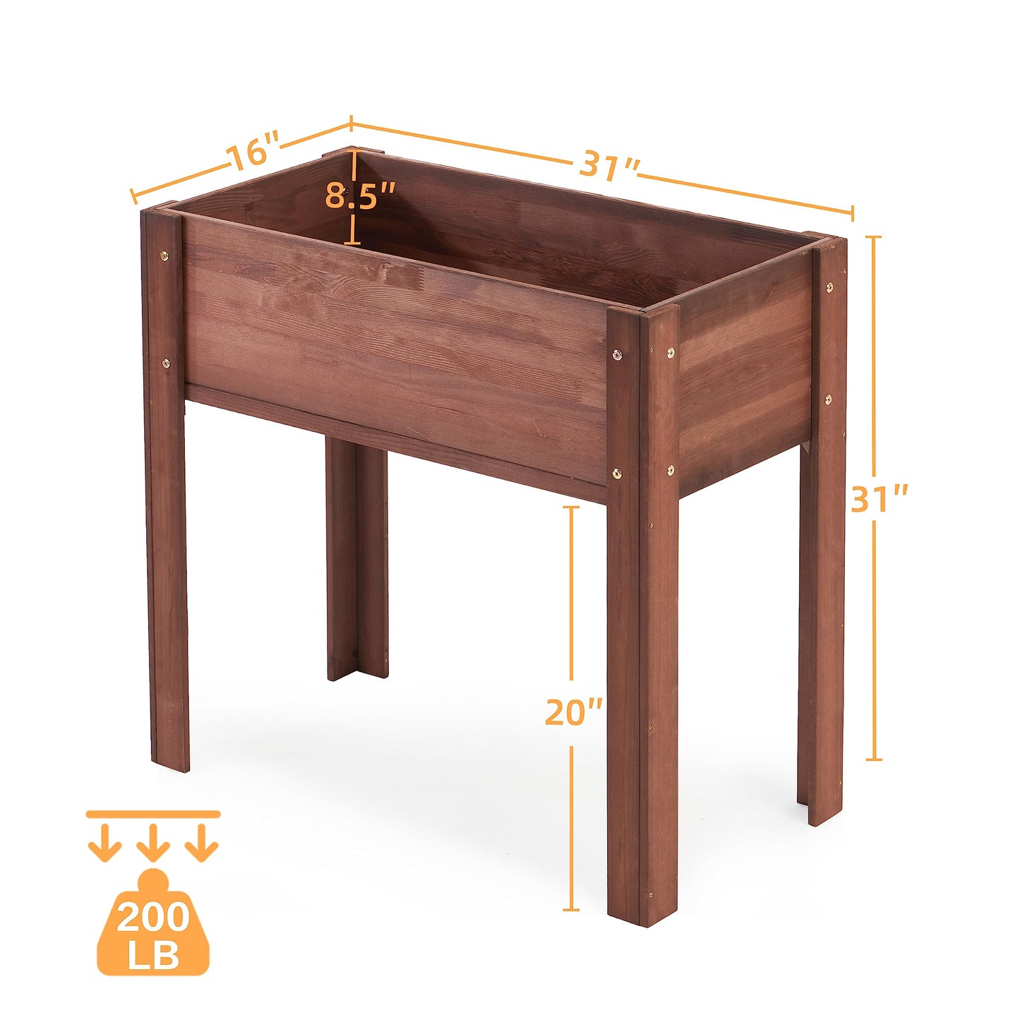 Raised Garden Bed with Legs, 31x16x31'', Outdoor Wood Elevated Planter Box, Grey Cedar, Thick Legs, w/Liner