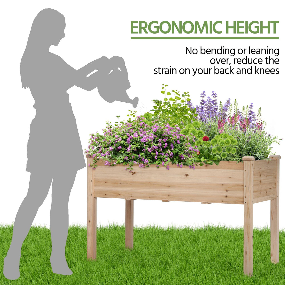 Yaheetech 2pcs Raised Garden Bed 48x24x30in Elevated Wooden Horticulture Planter Box with Legs Standing Growing Bed for Yaheetech