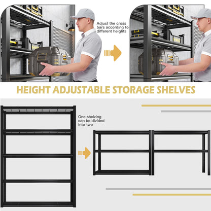 REIBII Garage Shelving Heavy Duty Storage Shelves Holds 2000LBS, Adjustable Metal Shelving Garage Storage Shelves Garage Shelf Industrial Shelving