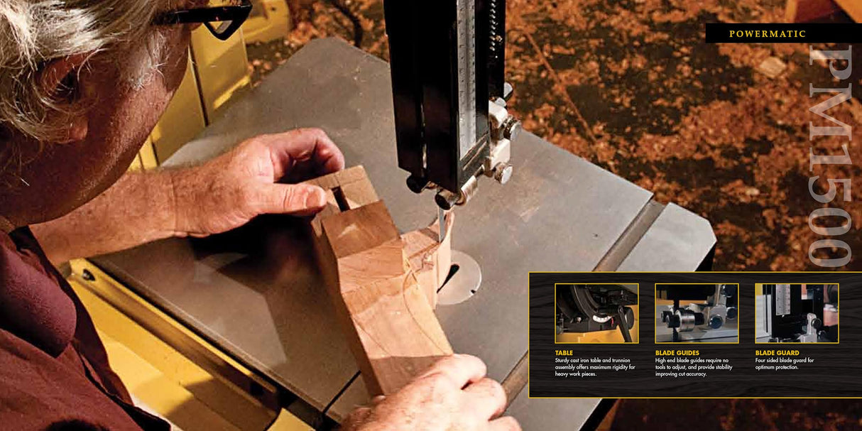 Powermatic PM1500, 15-Inch Woodworking Bandsaw, 3HP, 1PH 230V (1791500) Powermatic