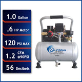 California Air Tools CAT-1P1060S Light & Quiet Portable Air Compressor, Silver California Air Tools