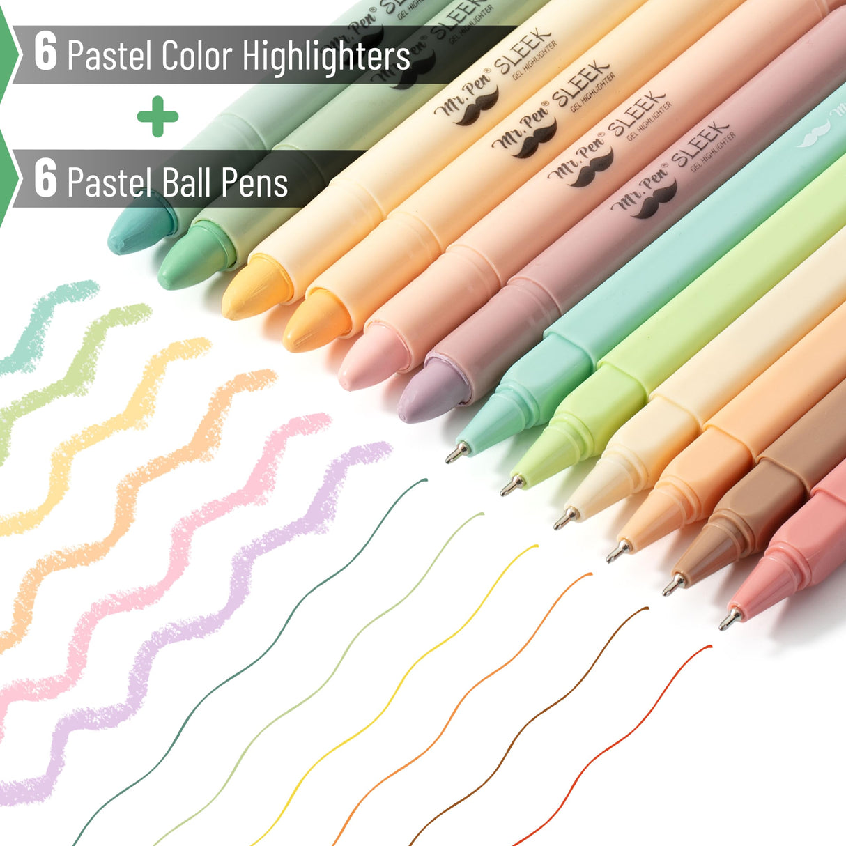Mr. Pen- Aesthetic Gel Highlighters and Pens No Bleed, 12 Pack, Pastel Colors Bible Highlighters and Pens No Bleed, Bible Pens No Bleed Through, Mr. Pen