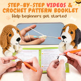 CROCHETTA Crochet Kit for Beginners, Beginner Crochet Kit for Adults with Step-by-Step Video Tutorials, DIY Crochet Animal Kits Kids Knitting CROCHETTA