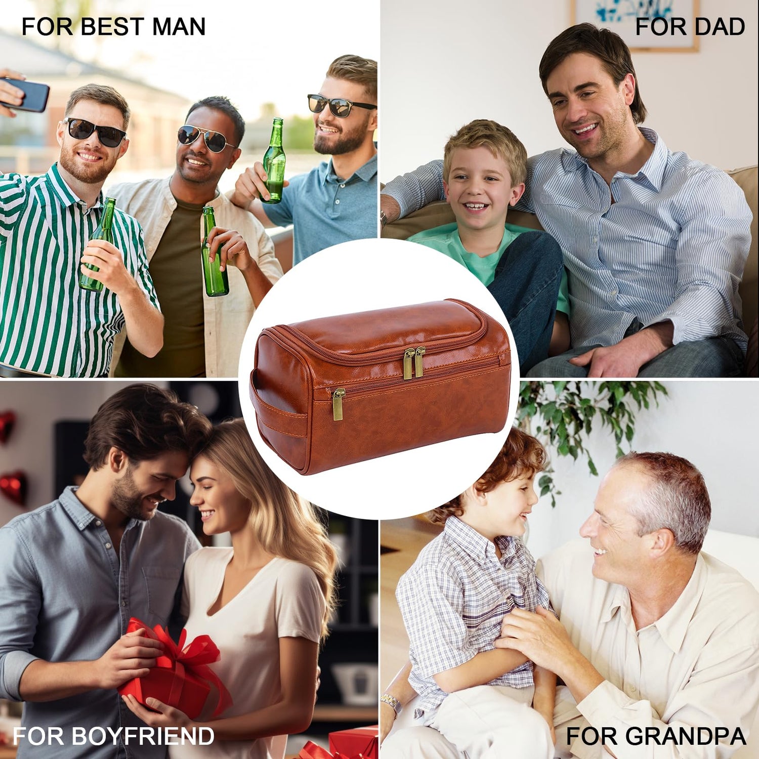 Oqeiplx Personalized Leather Toiletry Bag for Men,Custom Engraved Travel Shaving Dopp Kit Bag,Customized Name&Logo Gift for Father,Husband, Oqeiplx