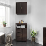 Yaheetech Wood Bathroom Floor Cabinet with 3 Drawers &1 Cupboard, Free Standing Storage Organizer Hallway Entryway Cabinet for Living Room Kitchen, Yaheetech