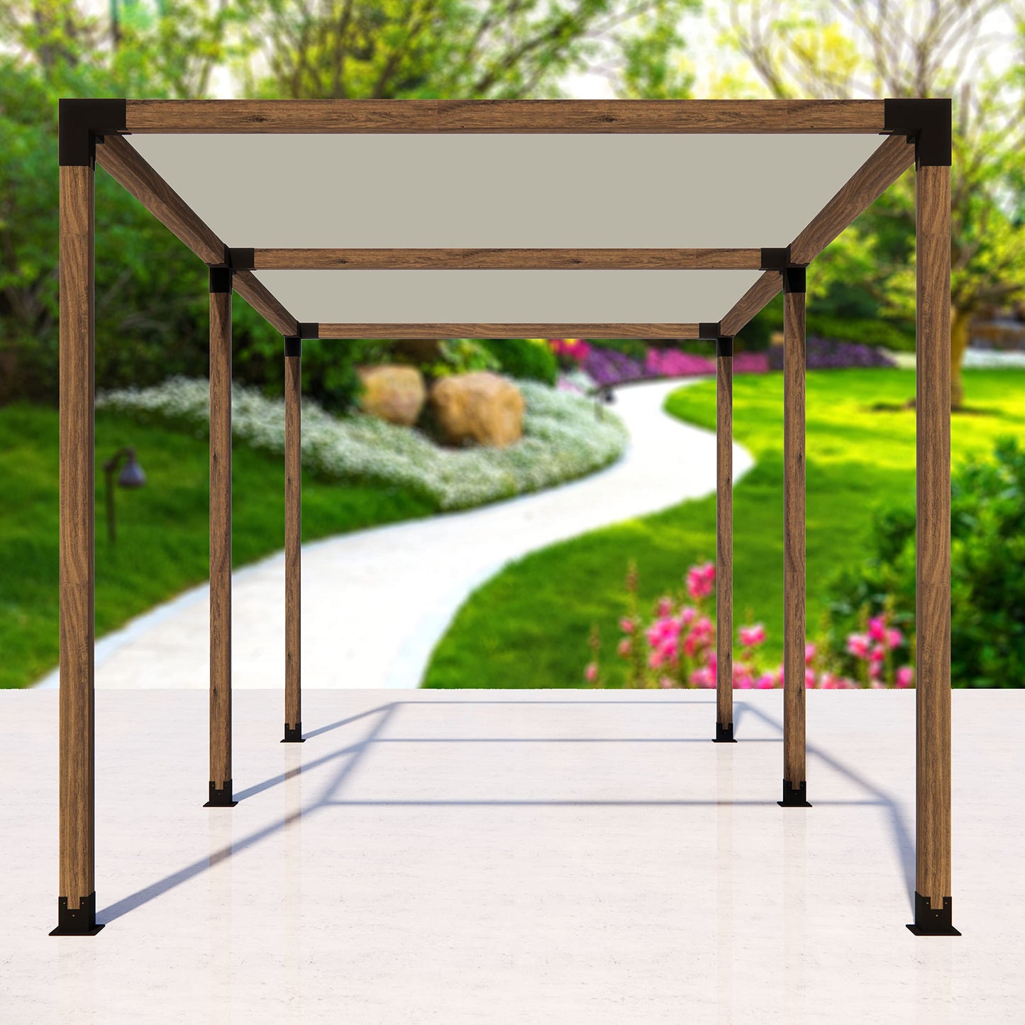 Meruzy Stainless Steel Woodwork Pergola Kit - Elevated Wood Stand Kit with Corner & Base Brackets - Modular Sizing Pergola Brackets Boot for 4 x 4