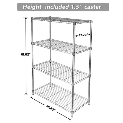 YSSOA 4-Tier Heavy Duty Storage Shelving Unit 1000Lb Capacity,Chrome,35.43" D x 17.72" W x 61.02" H inch - WoodArtSupply