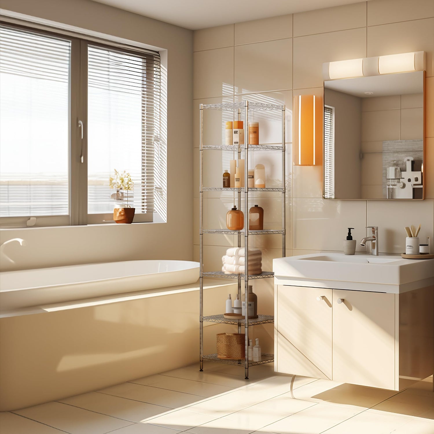 Finnhomy Heavy Duty 7 Tier Wire Shelving, 18x18x72 inches 7 Shelves Storage Rack with Thicken Steel Tube, Pantry Shelves for Storage, Adjustable Finnhomy