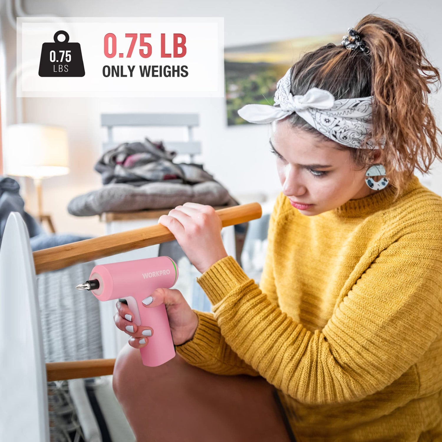 WORKPRO Electric Cordless Screwdriver Set, 4V USB Rechargeable Lithium-ion Battery Power Screwdriver Kit with LED Light, Screw Gun with 28pcs WORKPRO