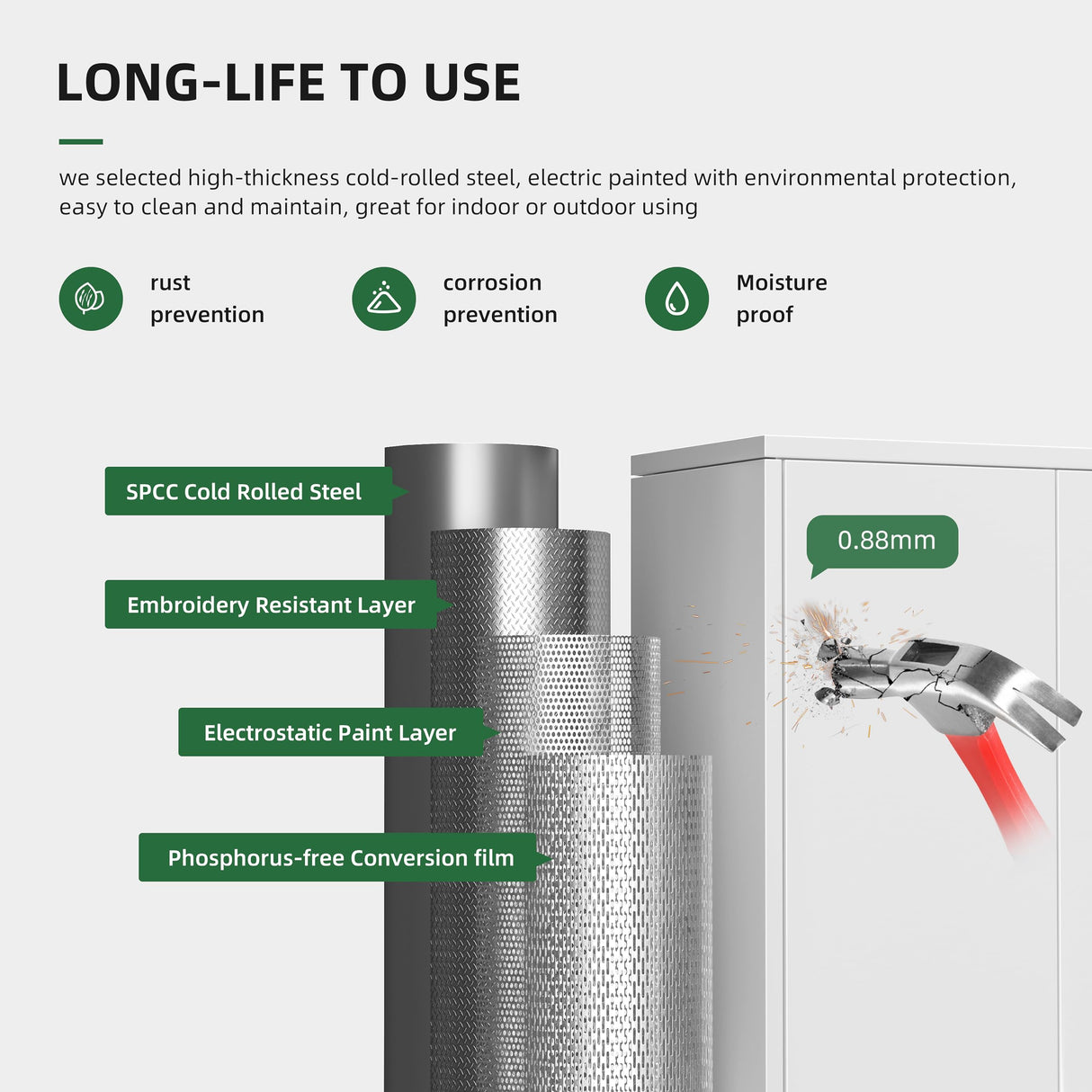 Greenvelly White Metal Storage Cabinet for Garage, 72” Steel Locking Cabinet with Doors and 4 Shelves, Tall Tool Cabinets for Garage Storage Systems Greenvelly