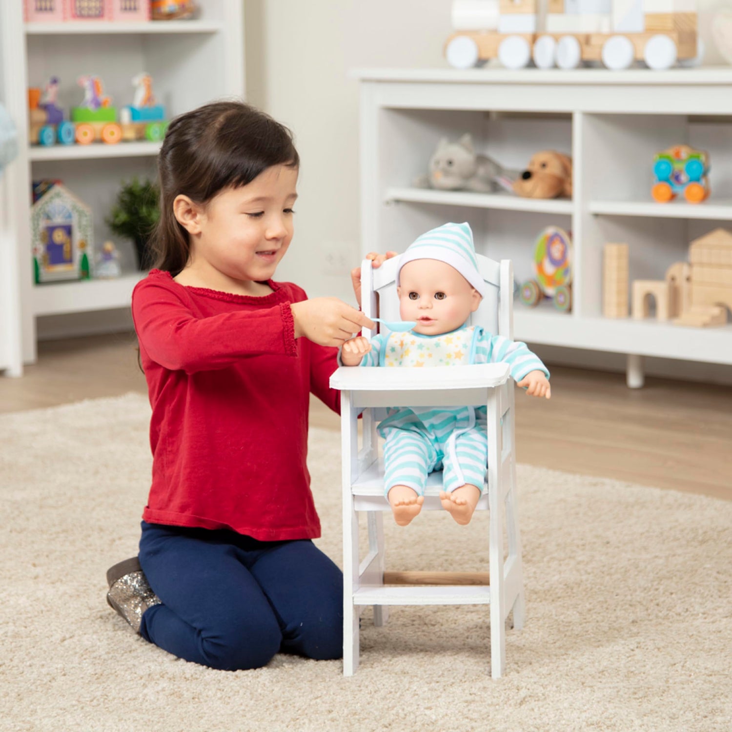 Melissa & Doug Play High Chair - Pretend Play High Chair Baby Doll Accessories,White Melissa & Doug