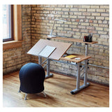 Safco Split-Level Drafting Table Height Adjustable Sit-to-Stand, 29.5" to 37.5", Medium Oak Safco