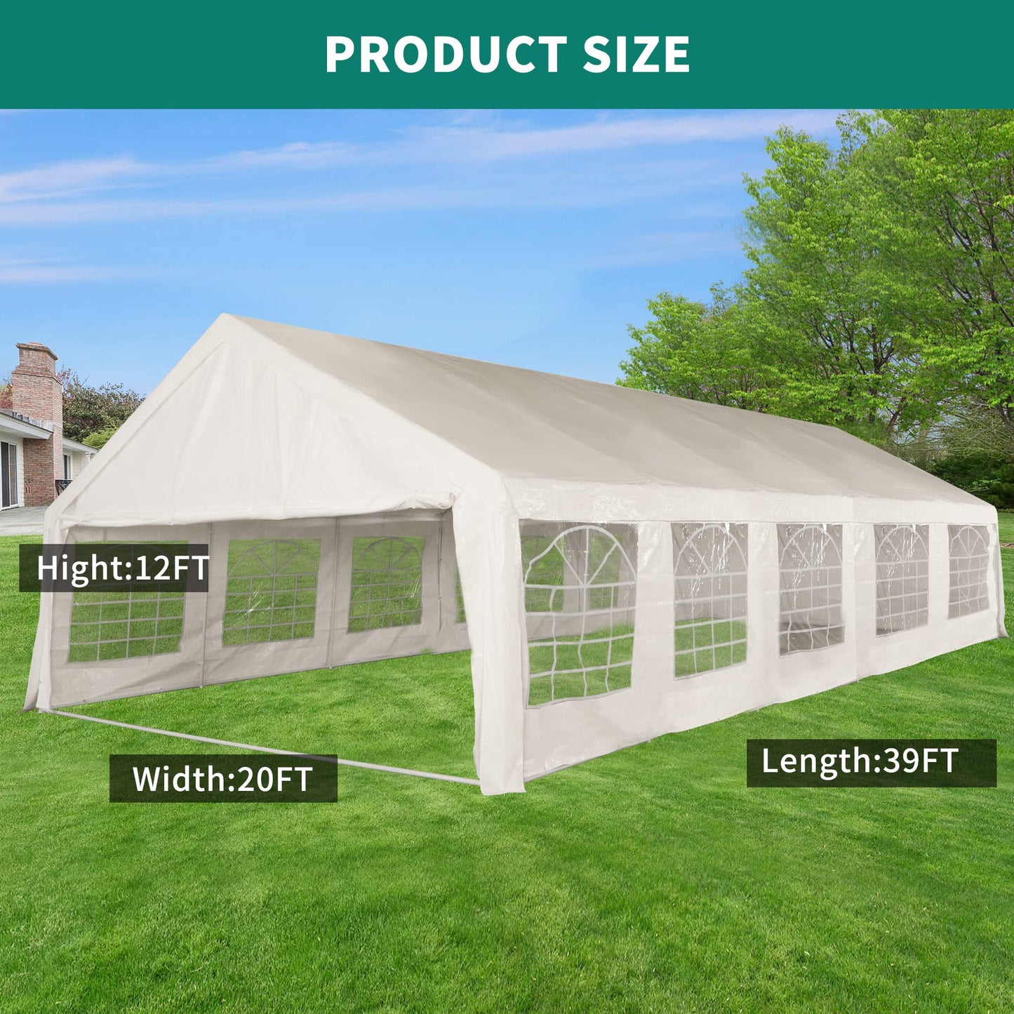 YITAHOME 20x40 ft Party Tent Outdoor Wedding Event Shelters Heavy Duty Upgraded Galvanized Canopy with Large White Roof, Removable Sidewalls & 4 - WoodArtSupply