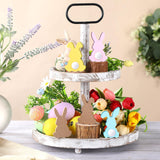 Menkxi 22 Pcs Easter Unfinished Wood Bunny Cutouts Bunny Table Wooden Signs Rabbit Blank Wooden Bunnies for Crafts with 22 White Felt Balls Pom Pom Menkxi