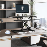 FLEXISPOT 35in Standing Desk Converter Height Adjustable Sit to Stand up Desk Riser Computer Workstation with Keyboard Tray Wide 2-Tier Desktop Black FLEXISPOT