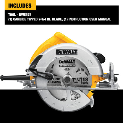 DEWALT 7-1/4-Inch Circular Saw, Lightweight, Corded (DWE575) - WoodArtSupply