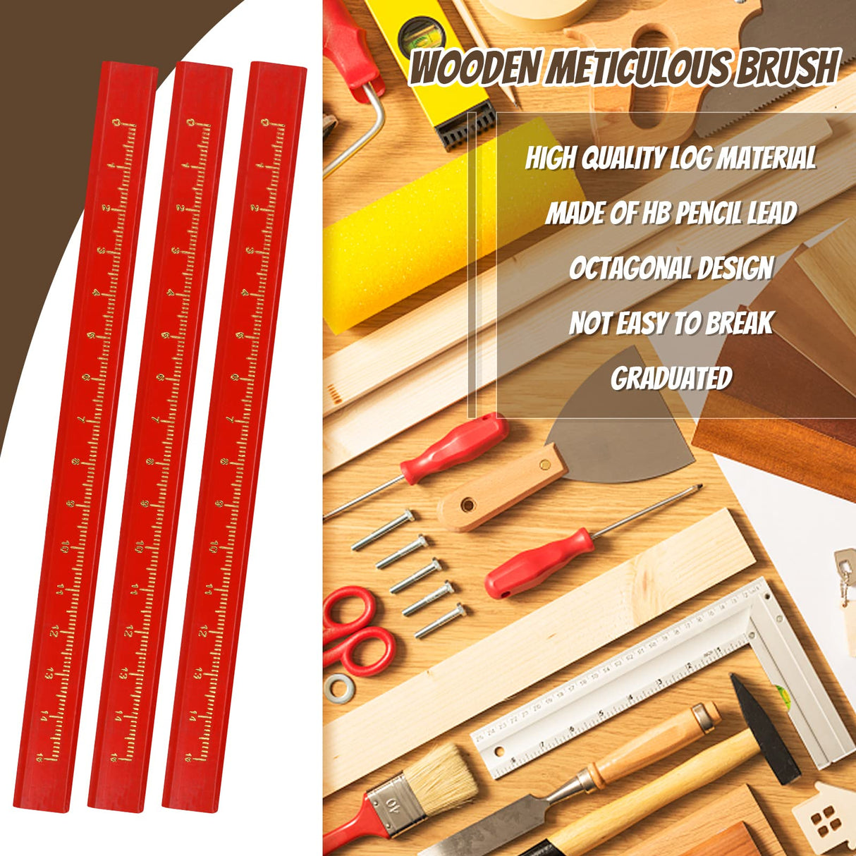 WYOMER 100 Pcs Carpenter Pencils, Octagonal Hard Black Carpenter Pencils, Construction Plan Pencils for Woodworking Marking WYOMER