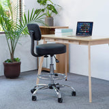 KLASIKA Drafting Swivel Chair with Back Support and Adjustable Footrest Rolling Stool, Multi-Purpose Office Desk Chair for Bar Kitchen Shop, Black KLASIKA