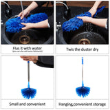 Ceiling Fan Duster with Extension Pole, Cobweb & Corner Brush Cleaning Kit w 2 Duster Heads for Cleaning,15-100 Inch Long Handle Aluminum Telescoping ZZ LAZYCOTTAGE