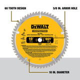 DEWALT 10-Inch Miter / Table Saw Blade, ATB, Thin Kerf, Crosscutting, 5/8-Inch Arbor, 60-Tooth (DW3106) DEWALT