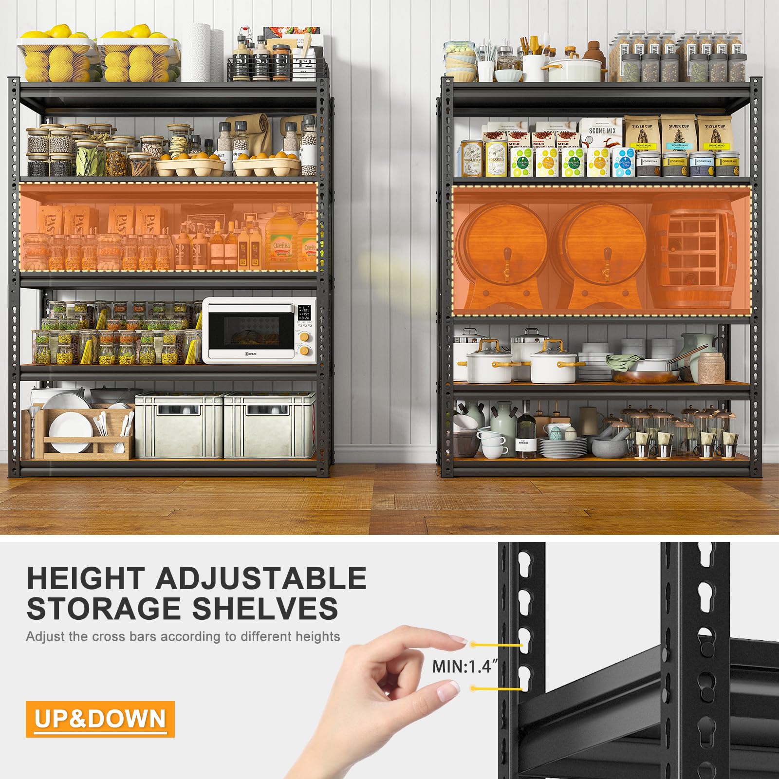 REIBII Garage Shelving Heavy Duty Load 2500LBS Garage Storage Shelves Adjustable Heavy Duty Shelving Metal Storage Shelving for Garage Metal Shelf - WoodArtSupply