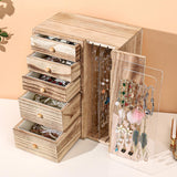 Homde Wood Jewelry Organizer 5 Layer Jewelry Box for Rings, Necklaces, Earrings, Bracelets, Watches Rustic Jewelry Boxes & Organizers for Women Homde
