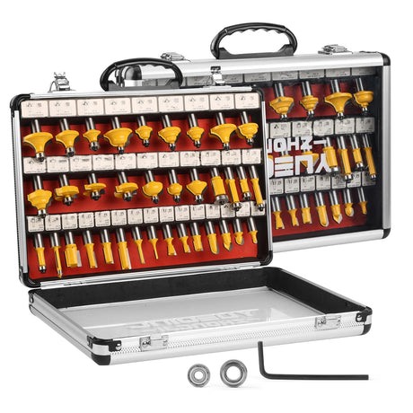 Yueqing Zhongji Router Bit Set of 35 Pieces Router bits 1/2 Inch Shank 35pcs Expert Router Bit Kit C3 Alloy Blade Router bits for Precision Carving Yueqing Zhongji