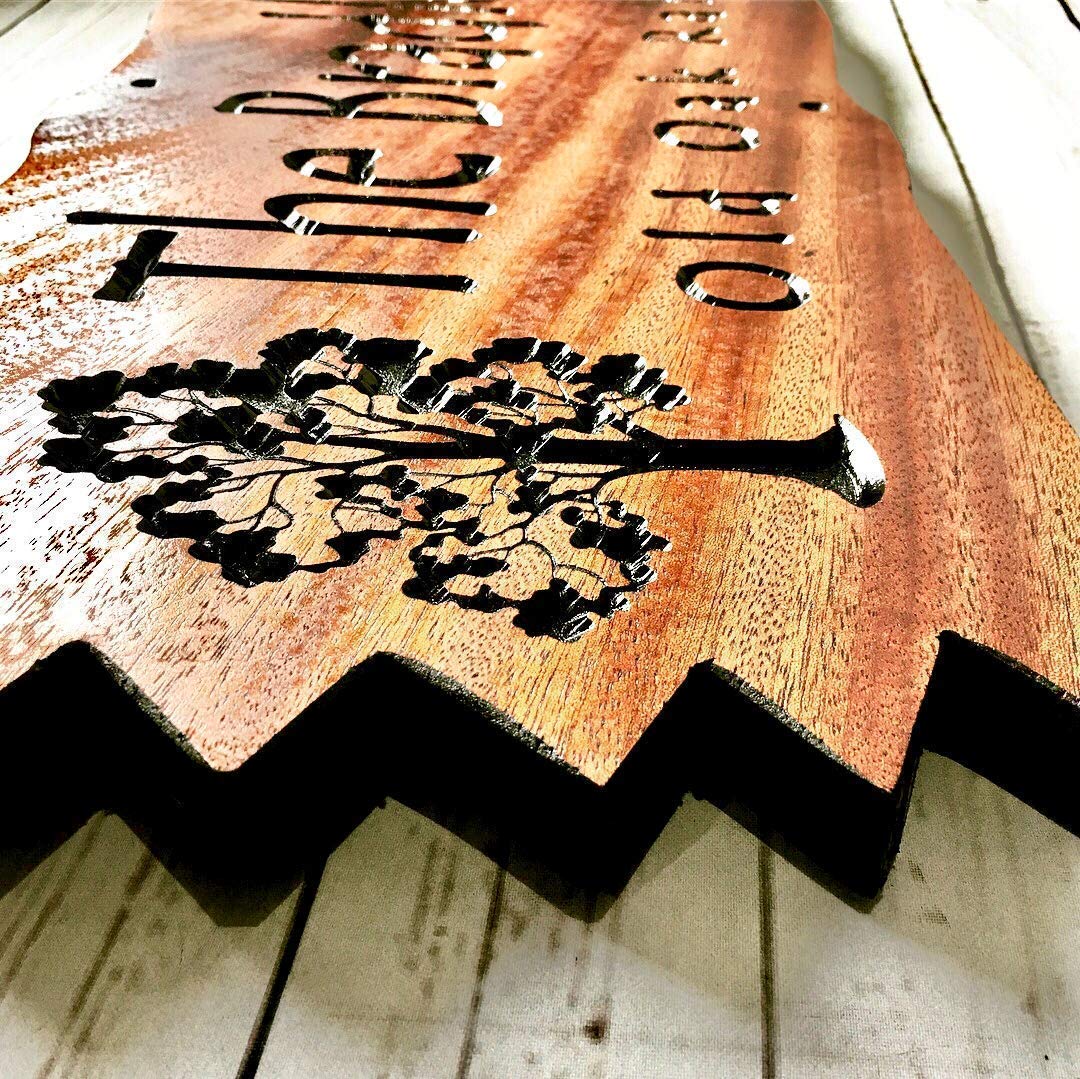 Custom Cabin sign Personalized Outdoor Wooden Carved Last Name Camping Sign Oak Trees Benchmark Signs And Gifts