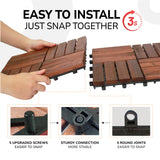 CLOVERHOLM Interlocking Deck Tiles-10PCS Waterproof Acacia Wood Patio Tiles, Easy Snap Flooring Tiles for Indoor and Outdoor,Balcony, Entry, Poolside CLOVERHOLM