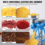 VEVOR Electric Grain Mill Grinder, 1500W 110V Dry & Wet Spice Grinder, Commercial Corn Mill with Funnel, Thickness Adjustable Powder Machine, Heavy VEVOR