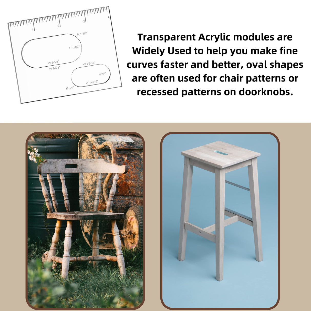 Elliptical Router Template for Woodworking Oval Router Jig Template Inlay Template Set Decorative Templates(4 pcs Oval Inlay Templates) HXLPAY