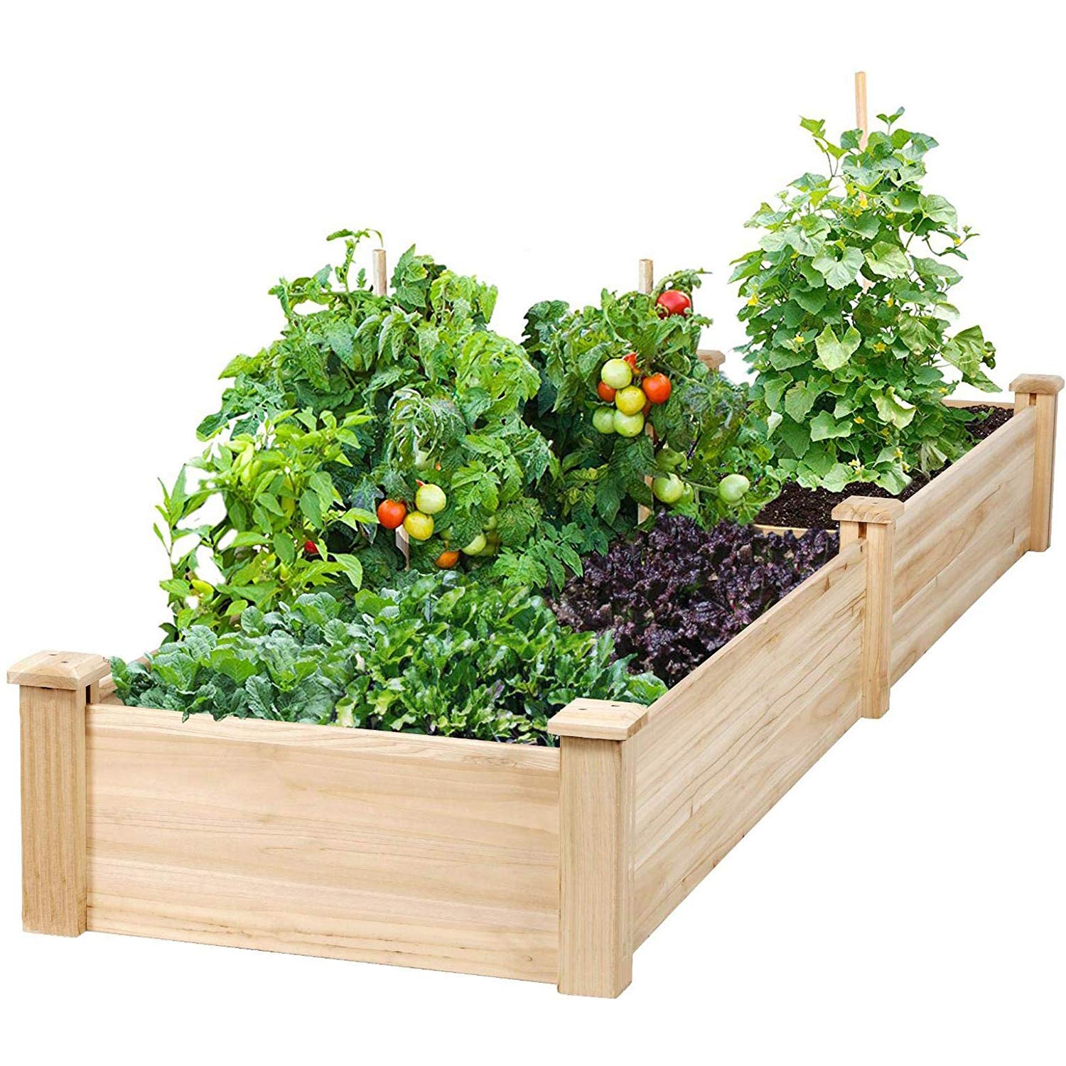 Incbruce 96x25x10 in Wooden Raised Garden Bed Planter, No-Bolt Assembly Elevated Flower Bed Boxes Kit for Vegetable Flower Herb Gardening, Natural Incbruce