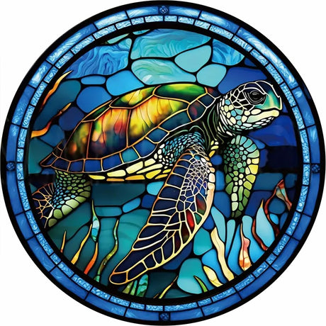Aestalrcus 5D Turtle Diamond Painting Kits for Adults,Stained Glass Turtle Diamond Art Kits for Adults,Turtle Gem Art Kits for Adults for Gift Home Aestalrcus