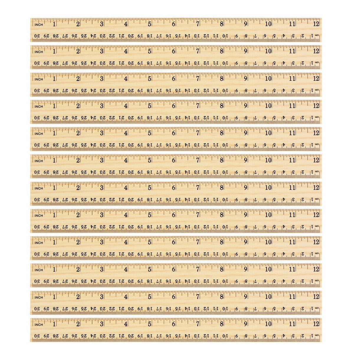 12 Pack Wood Ruler Student Rulers Wooden School Rulers Office Ruler Measuring Ruler, 2 Scale (12 Inch and 30 cm) Outus
