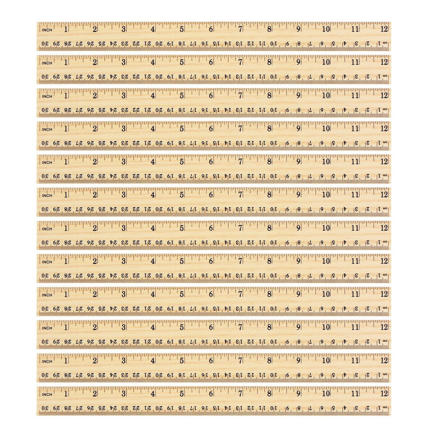 12 Pack Wood Ruler Student Rulers Wooden School Rulers Office Ruler Measuring Ruler, 2 Scale (12 Inch and 30 cm) - WoodArtSupply