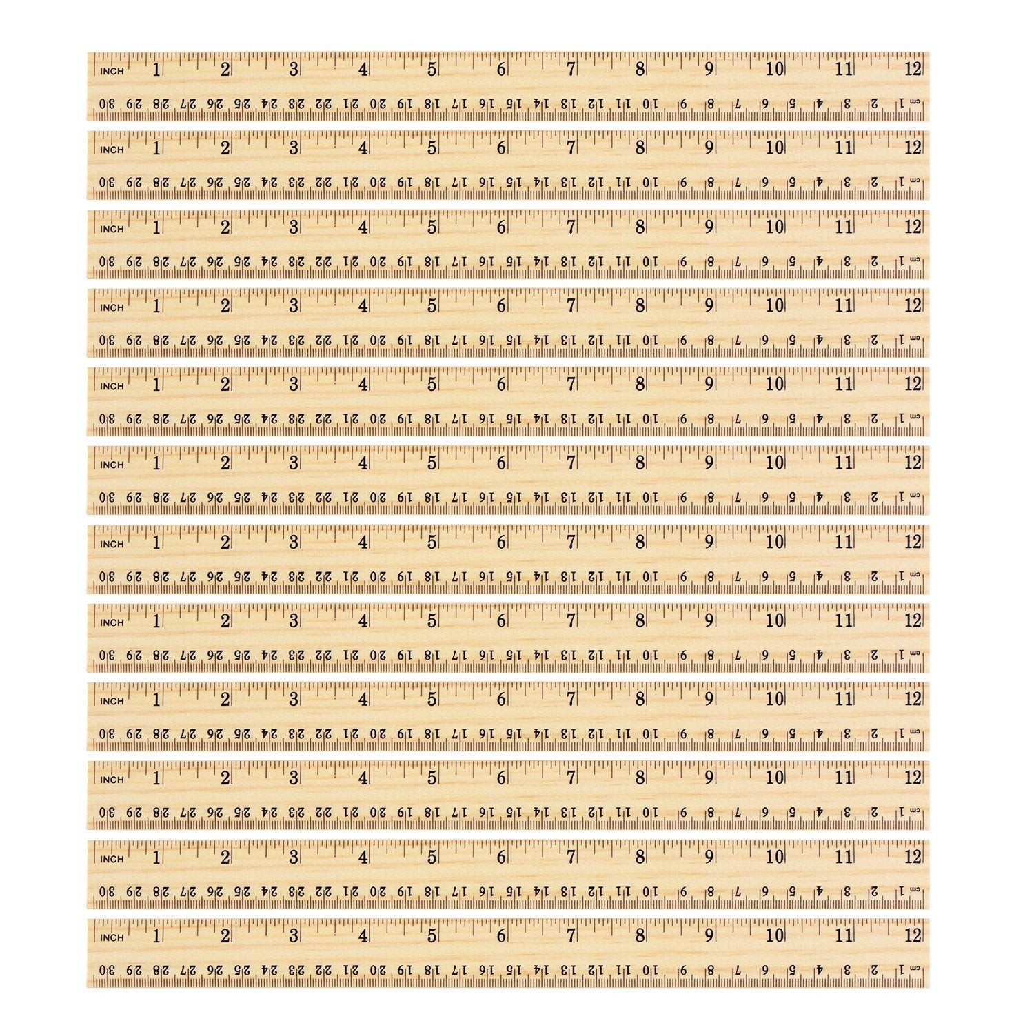 12 Pack Wood Ruler Student Rulers Wooden School Rulers Office Ruler Measuring Ruler, 2 Scale (12 Inch and 30 cm) - WoodArtSupply