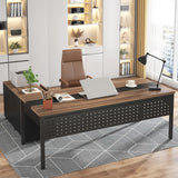 Tribesigns 70.8" Large Executive Office Desk and 47" Lateral File Cabinet Combo, L-Shaped Computer Desk 2 Piece Business Furniture with Drawers and Tribesigns