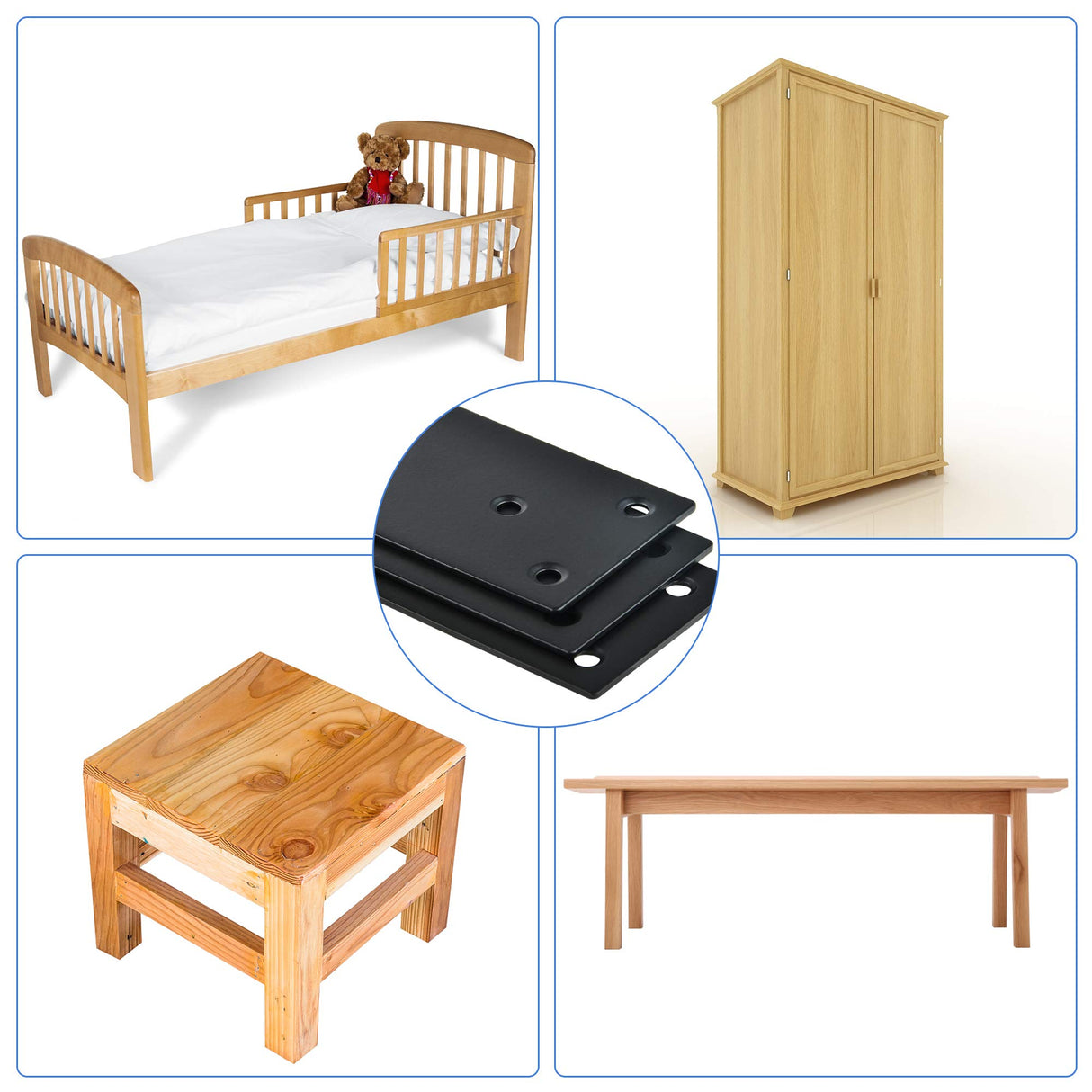 Worldity 8PCS Black Straight Brace, 3.94 x 1.97 Inches Wood Bracket, Flat Straight Mending Plates with Mounting Screws, Joining Fixing Bracket for Worldity