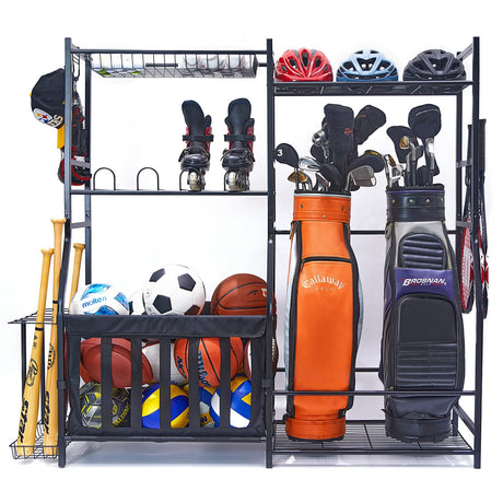 WALMANN Garage Sports Equipment Organizer, Golf Bag Stand for Garage Ball Storage Rack Indoor/Outdoor Kids Toys Storage Organizer Bins, Ball Holder WALMANN