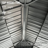 Domi 12’ x 20’ Hardtop Gazebo Canopy Outdoor Aluminum Gazebo, Galvanized Steel Double Roof with Curtains and Netting for Deck, Backyard, Patio, domi outdoor living