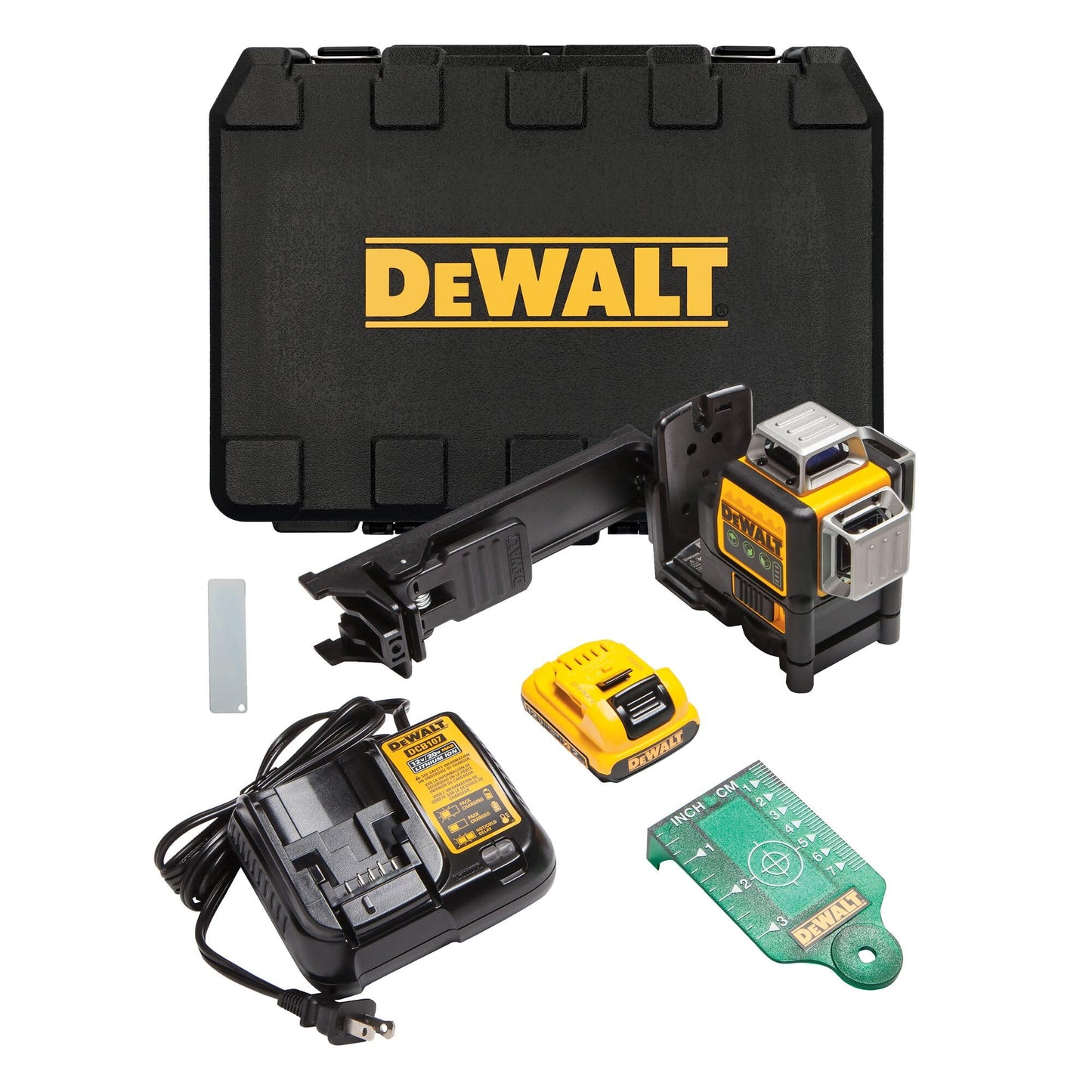 DEWALT 12V MAX Laser Level, Green Line Laser, 3-Way, 360 Degree Professional Laser, Cordless/Rechargeable (DW089LG),Yellow - WoodArtSupply