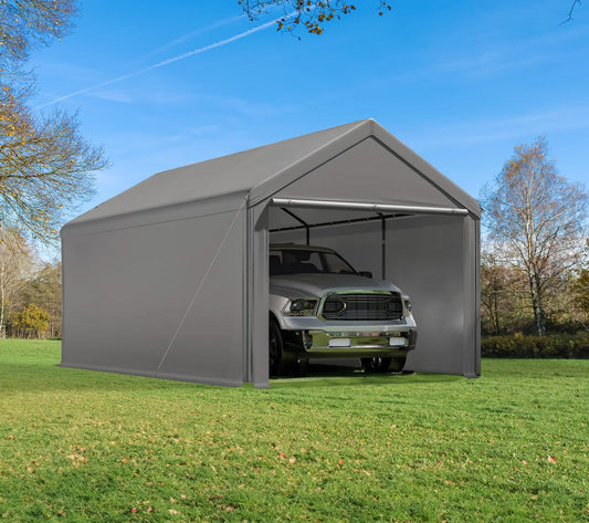 Carport 10'x20' Heavy Duty Canopy Steel,Portable Garage Party Tent,Portable Garage with Removable Sidewalls & Doors All-Season Tarp for - WoodArtSupply