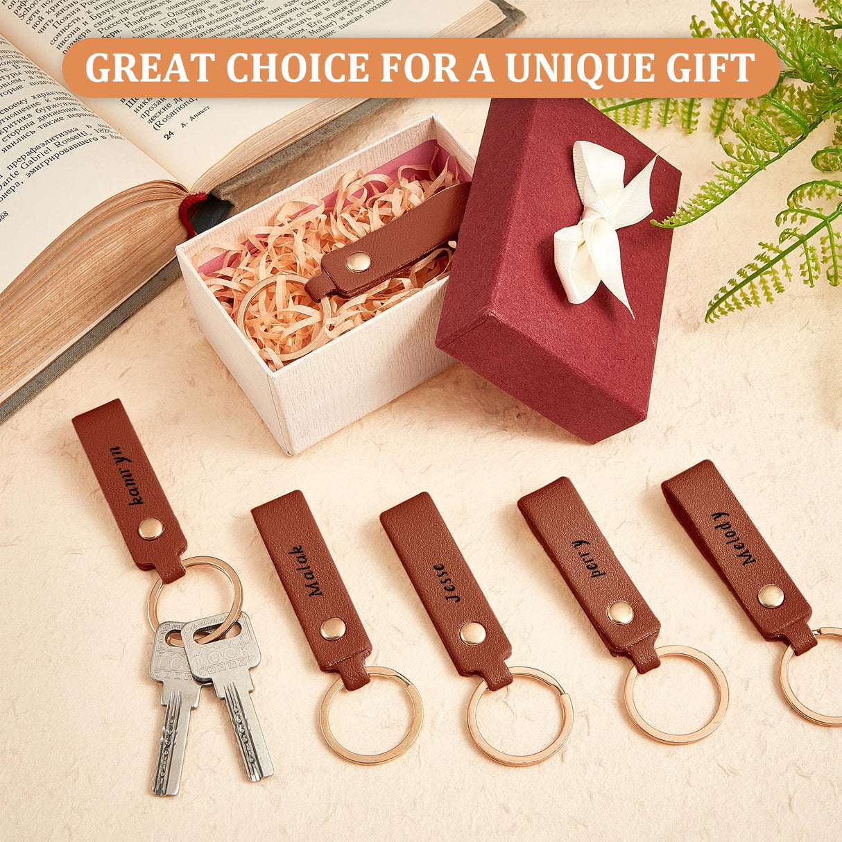 Wavyknot 100 Pcs Leather Key Fobs Kit Blanks DIY Laser Engraving Keychain for Leather Keychain Making Supplies (Dark Brown,3.7 x 0.7 Inches) Wavyknot