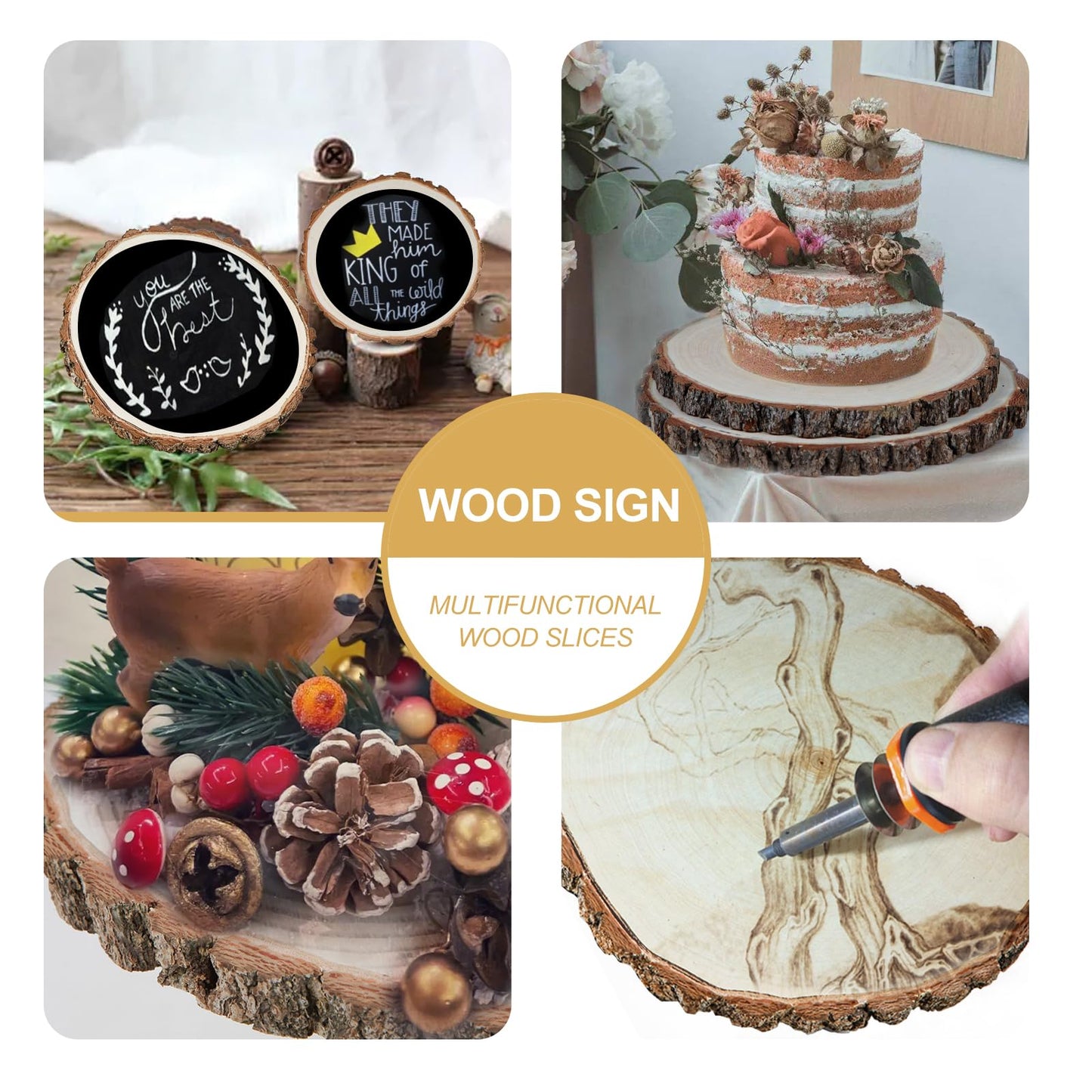 Wood Slices 8 Pack Wood Rounds 10-11 Inch Wood Slices for Centerpieces,Rustic Wood Table Centerpieces/Unfinished Wood Slices for - WoodArtSupply